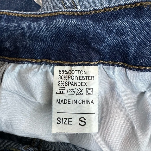 Women’s Distressed High Rise Flare Leg Stretch Denim Jeans - Picture 7 of 7